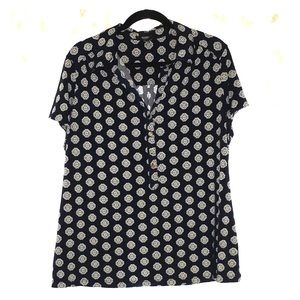 Navy and white slinky polo